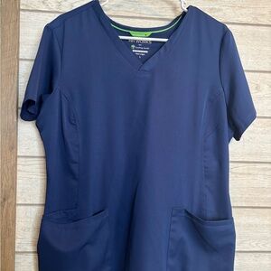 healing hands Navy Blue V-Neck Scrub Top